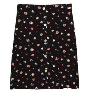 Love, Fire (Nordstrom Brand) Black Floral Button Midi Skirt